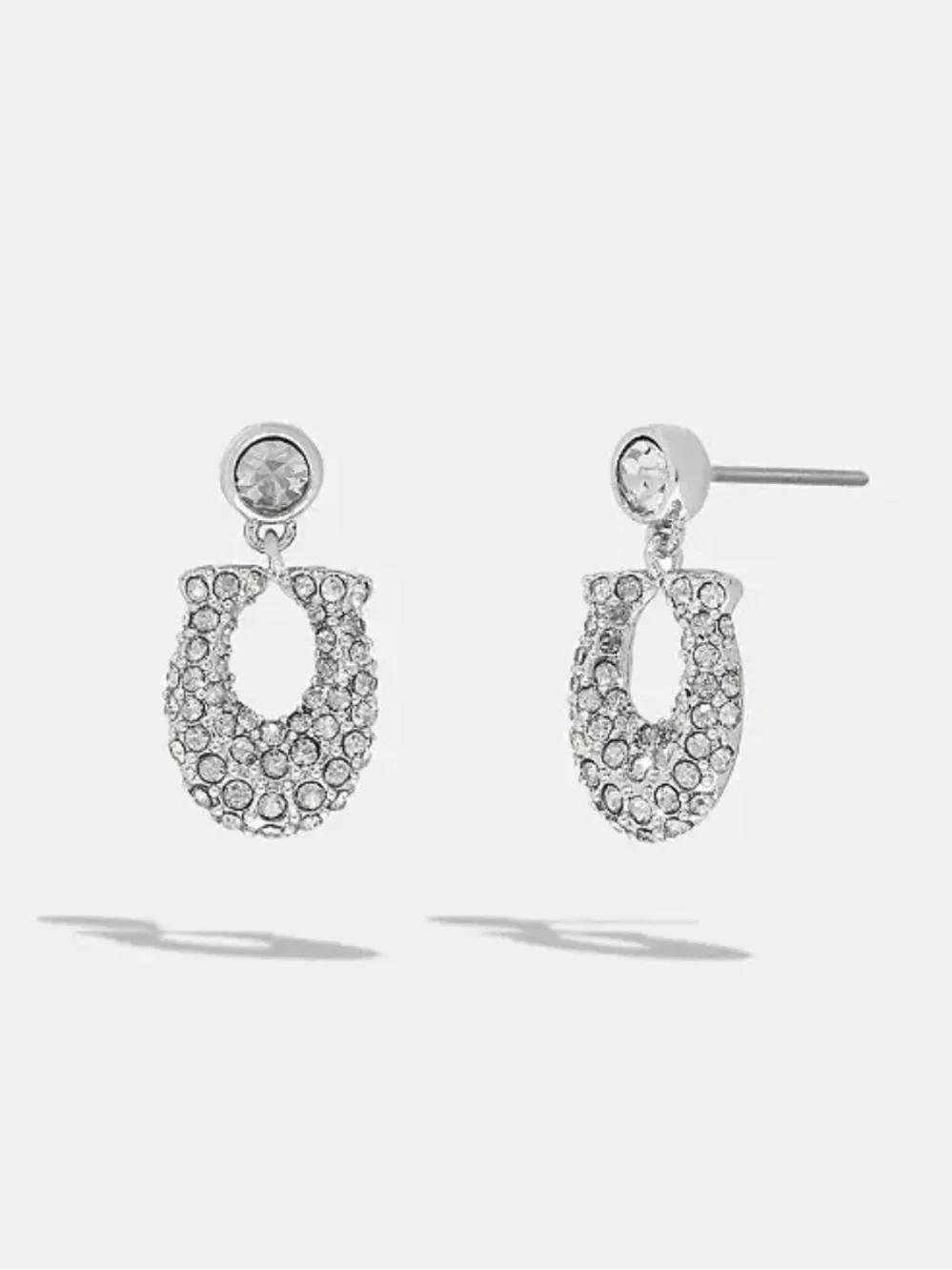 COACH Silver Crystal Pavé Horseshoe Drop Earrings
